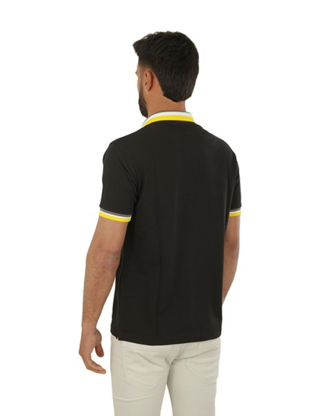 Polo SUN68 Collar Multistripes Black