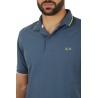 Polo SUN68 Small Stripes on Collar Avion