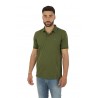 Polo SUN68 Small Stripes on Collar Verde Scuro