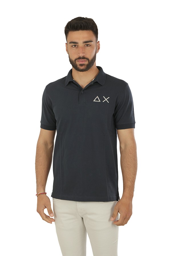 Navy Blue Big Logo SUN68 Polo Shirt