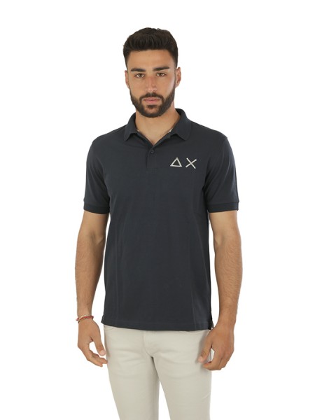 Navy Blue Big Logo SUN68 Polo Shirt