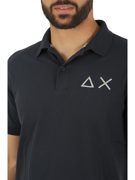 Navy Blue Big Logo SUN68 Polo Shirt