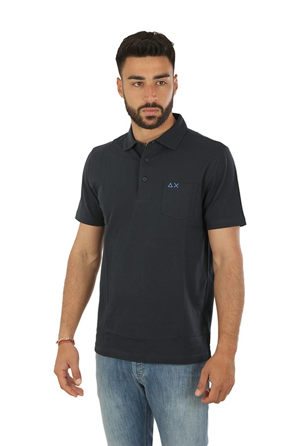 Polo SUN68 Shirt Collar Blu Navy