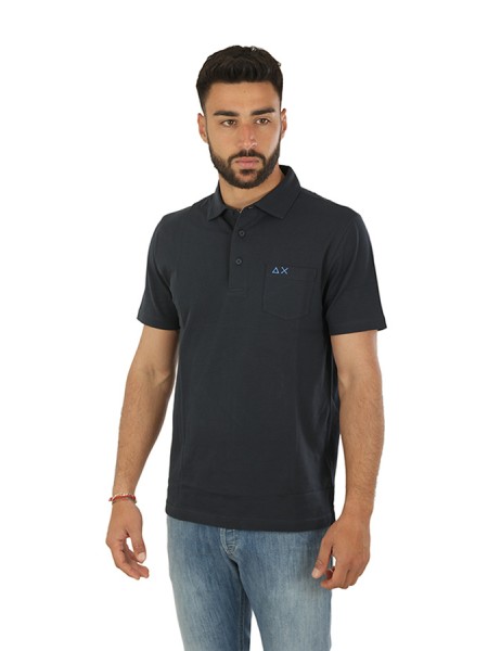 Polo SUN68 Shirt Collar Navy Blue