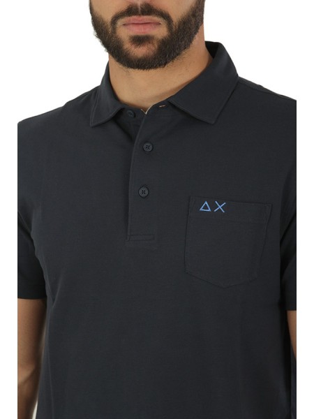 Polo SUN68 Shirt Collar Navy Blue