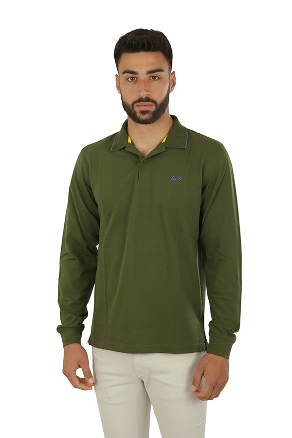 SUN68 Small Stripes Dark Green Polo Shirt