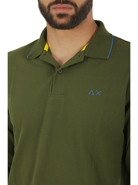 SUN68 Small Stripes Dark Green Polo Shirt