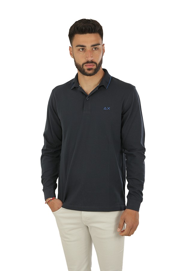 Polo Sun68 Small Stripes Blu Navy