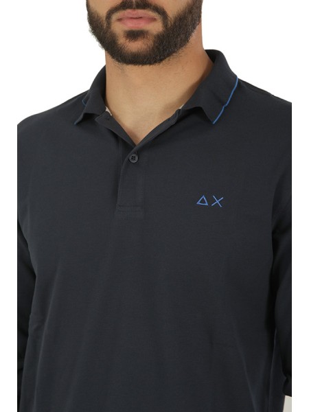 Sun68 Small Stripes Polo Shirt Navy Blue