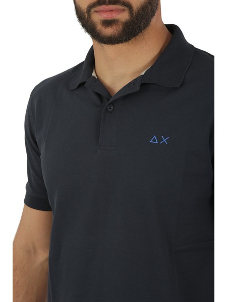 Solid Regular SUN68 Polo Shirt Navy Blue