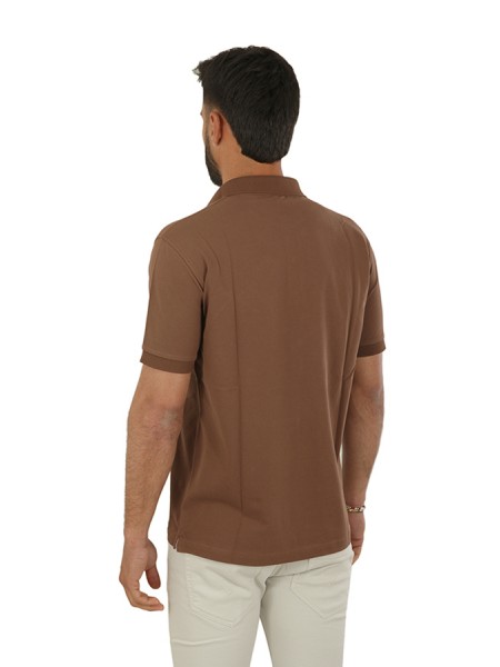 SUN68 Solid Regular Polo Brown