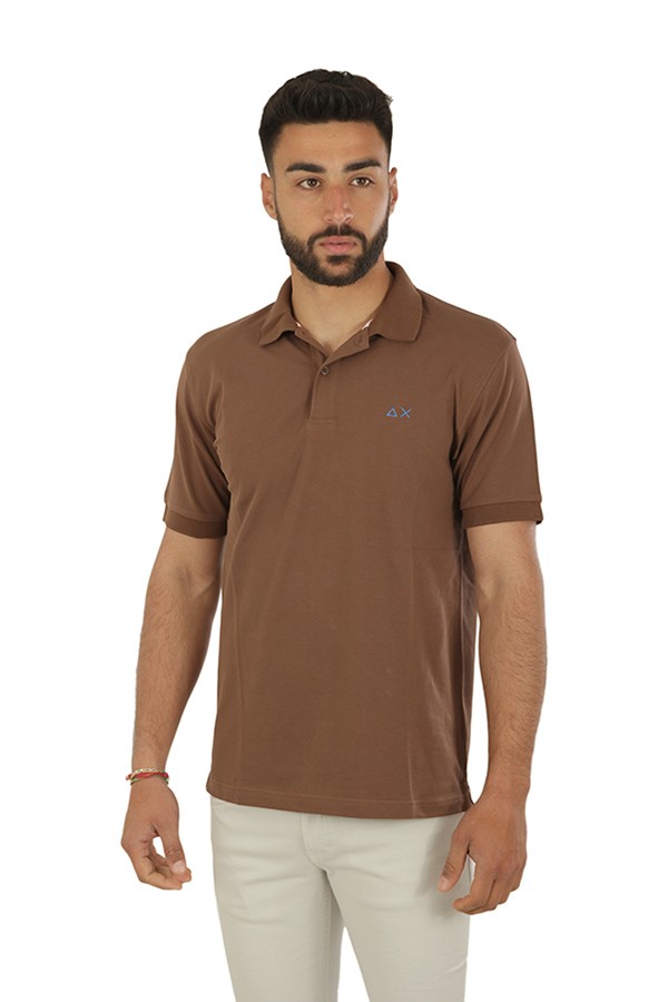 SUN68 Solid Regular Polo Brown