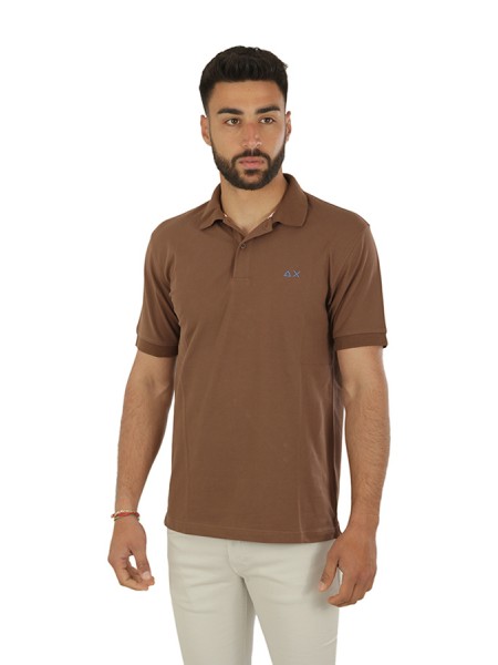 SUN68 Solid Regular Polo Brown