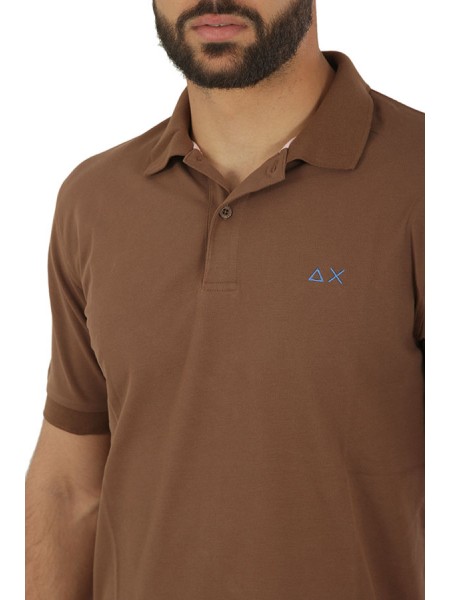 SUN68 Solid Regular Polo Brown