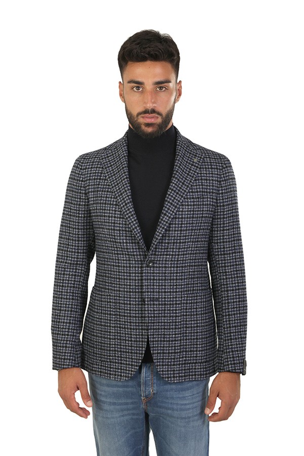 Single-breasted jacket TAGLIATORE checked blue/grey/light blue