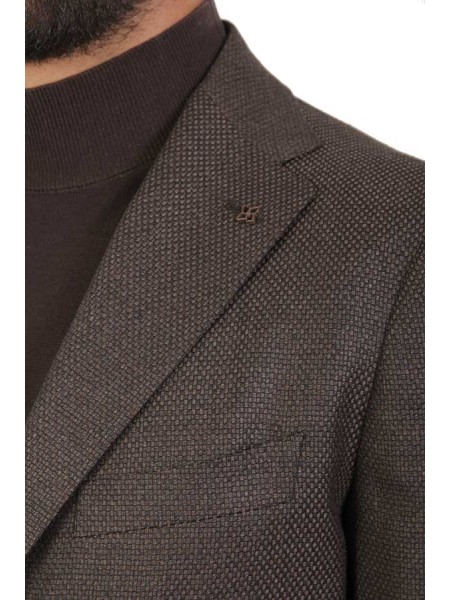 Single-breasted TAGLIATORE jacket Brown Melange