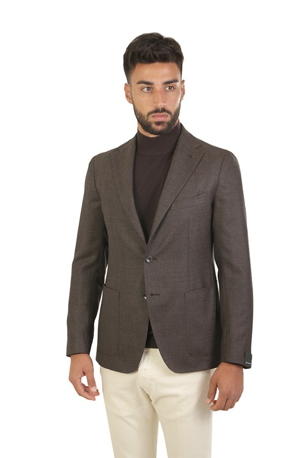 Single-breasted TAGLIATORE jacket Brown Melange