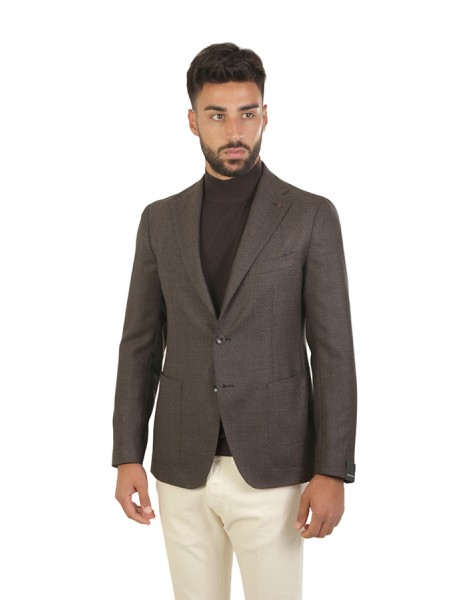 Single-breasted TAGLIATORE jacket Brown Melange