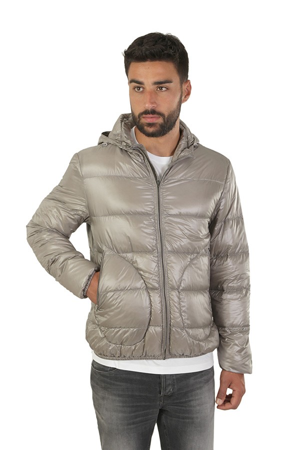 Light grey ultralight nylon HERNO down jacket