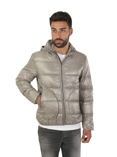 Light grey ultralight nylon HERNO down jacket