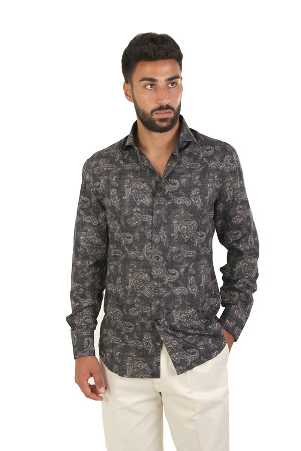 Camicia Brunello Cucinelli tela Paisley Antracite