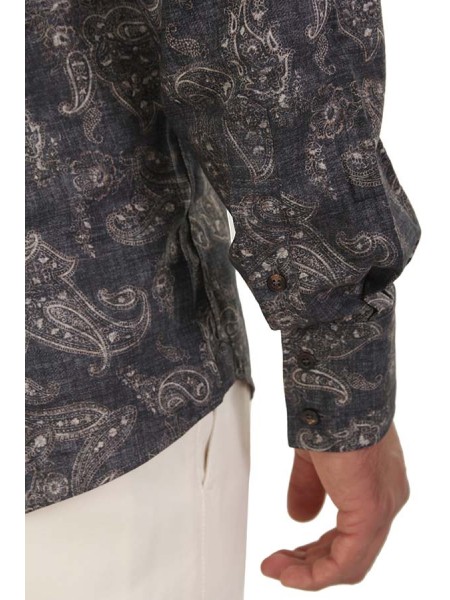 Brunello Cucinelli tela Paisley Anthracite Shirt