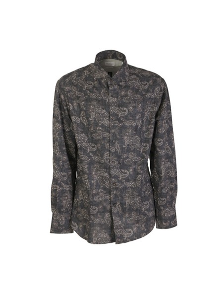 Brunello Cucinelli tela Paisley Anthracite Shirt