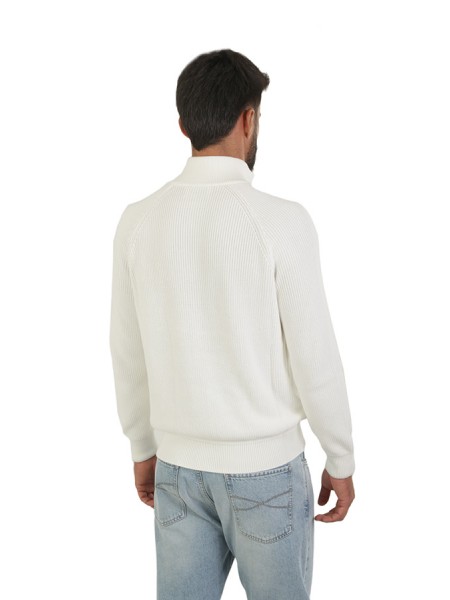 Cardigan BRUNELLO CUCINELLI English Half Rib White