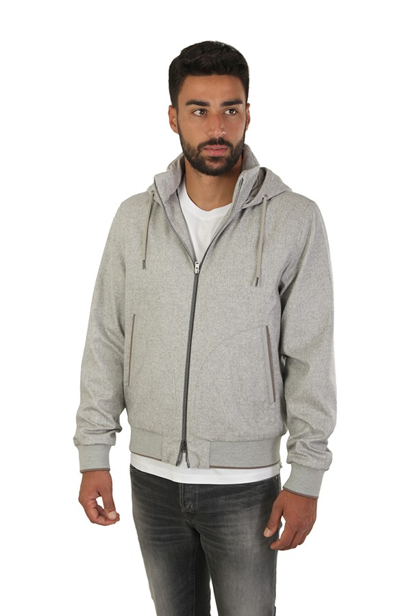 Herno Resort Bomber Jacket in Light Grey Cashmere and Silk