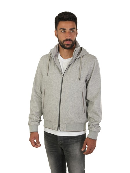 Herno Resort Bomber Jacket in Light Grey Cashmere and Silk