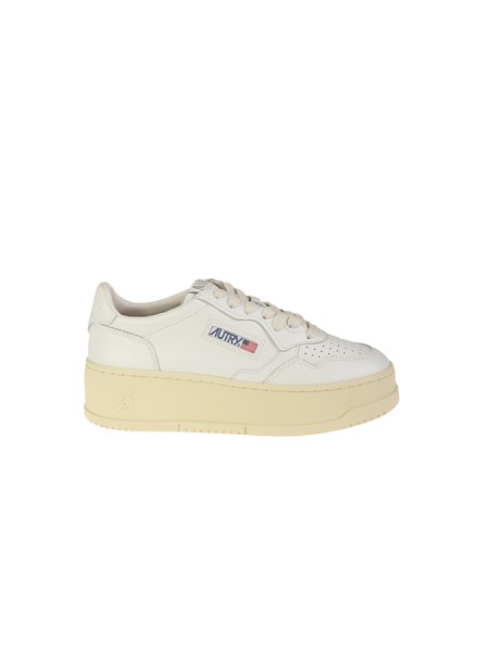 Autry Medalist Platform Sneakers In White Leather