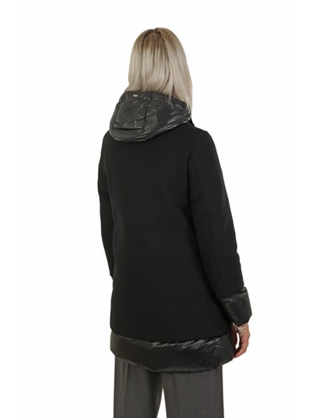 Herno A-Shape Jacket In Ecowool and Ultralight Nylon Black