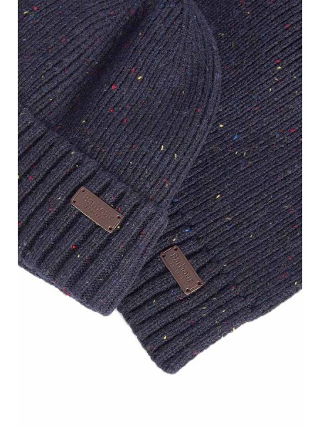 Set BARBOUR Navy Blue Beanie and Scarf