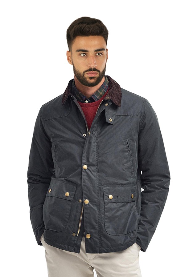 Giubbino Barbour Reelin in Cotone Cerato Sage