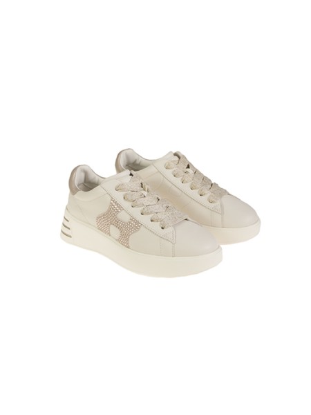 Hogan Rebel Sneakers with Rhinestones Cream/Gold