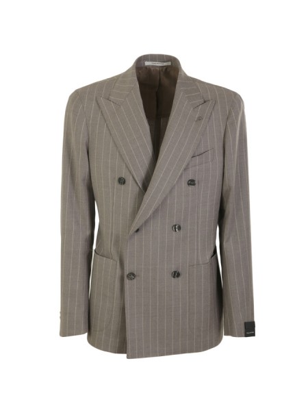 Double-breasted suit TAGLIATORE pinstripe taupe