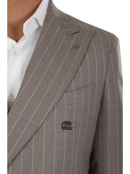 Double-breasted suit TAGLIATORE pinstripe taupe