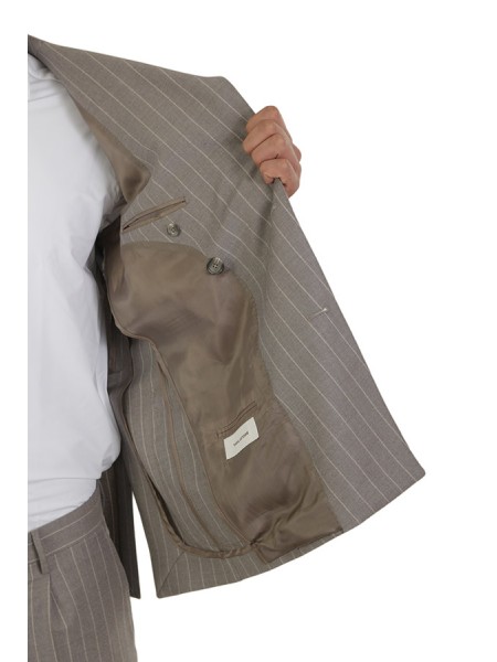 Double-breasted suit TAGLIATORE pinstripe taupe