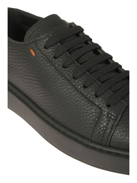 Santoni sneakers in tumbled leather black