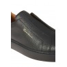 Black tumbled leather slip-on SANTONI sneakers