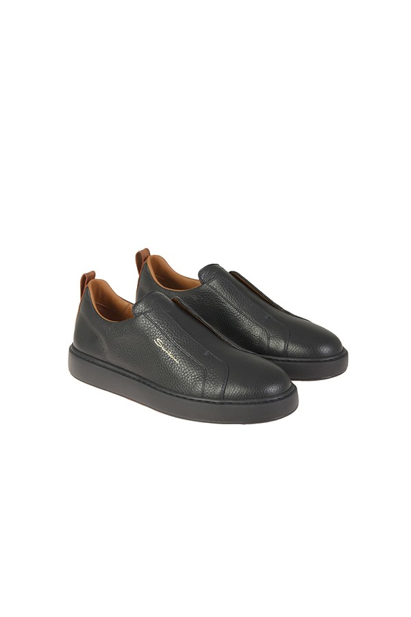 Sneakers Santoni Slip-on in Pelle Bottalata Nero