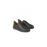 Black tumbled leather slip-on SANTONI sneakers