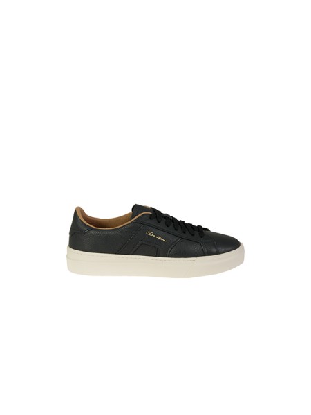 Santoni Double Buckle sneakers in blue tumbled leather