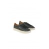 Santoni Double Buckle sneakers in blue tumbled leather