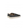 Santoni Double Buckle sneakers in blue tumbled leather