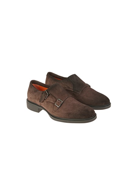 Santoni Double Buckle Dark Brown Shoe