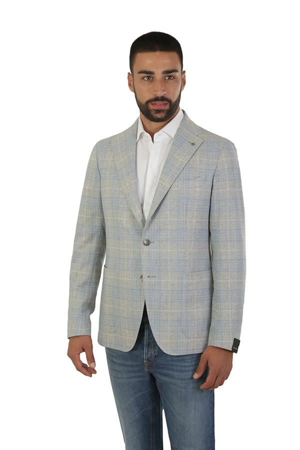 Tagliatore Check Jacket Grey/Light Blue