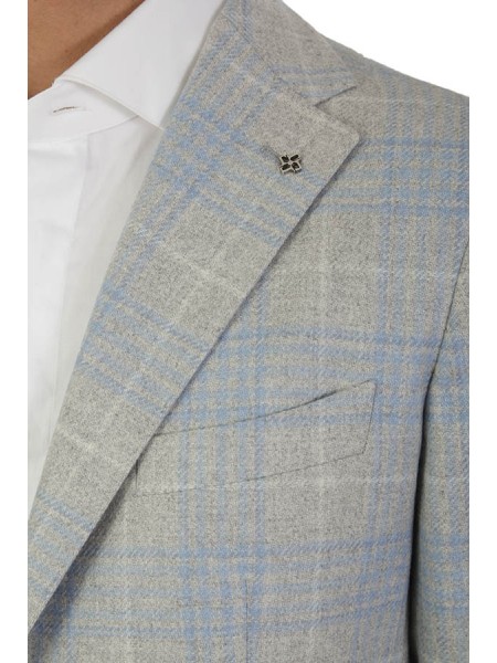 Tagliatore Check Jacket Grey/Light Blue