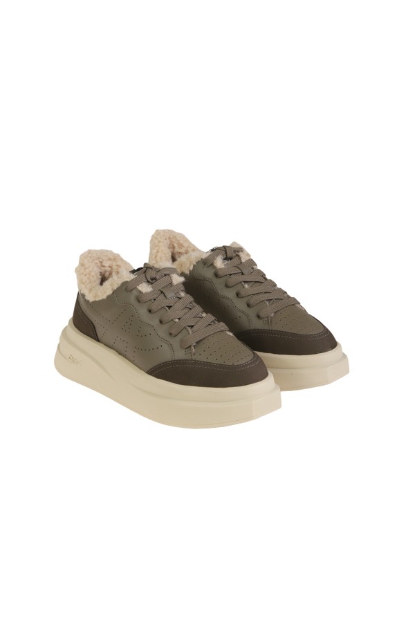 Sneakers with Sheepskin Green/Beige