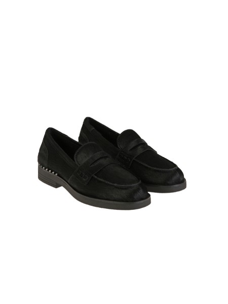 Ash Winona loafer in black pony skin